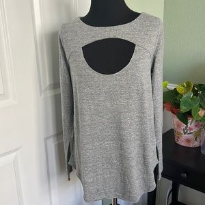 Chaser Heather Gray Cutout Long Sleeve Top